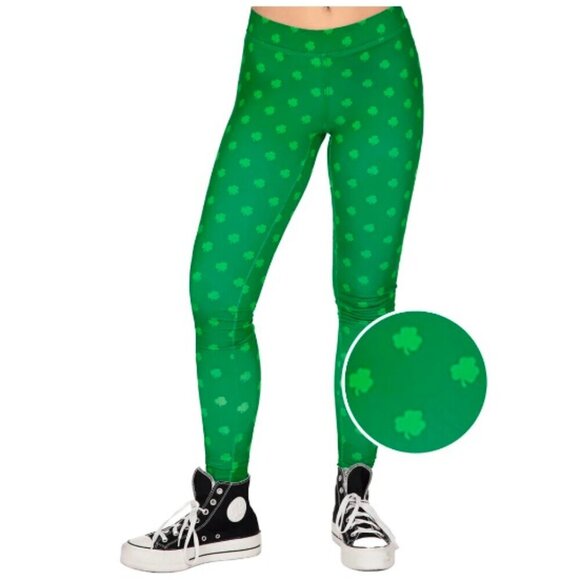 Tipsy elves St Patrick 
Green Clover Leggings, Medium - Picture 2 of 9